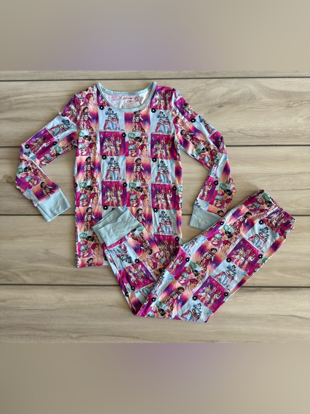 Joyful Kids Bamboo K-Pop Demon Hunters Pajamas Blue Size 7-8T NWOT